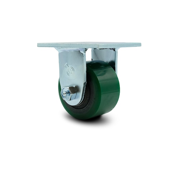 3.25 Inch Green Poly on Cast Iron Wheel Rigid Caster with Ball Bearing SCC